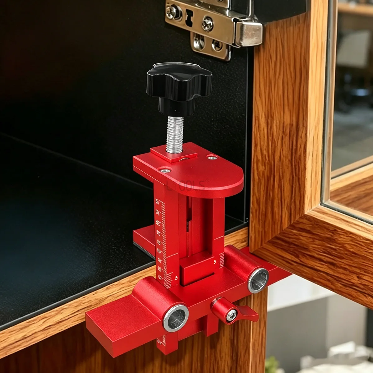 

Cabinet Door Mounting Jig Set Adjustable Locator Tool Aluminum Alloy Double-Hole Punch for Cabinet Door Installation Jig