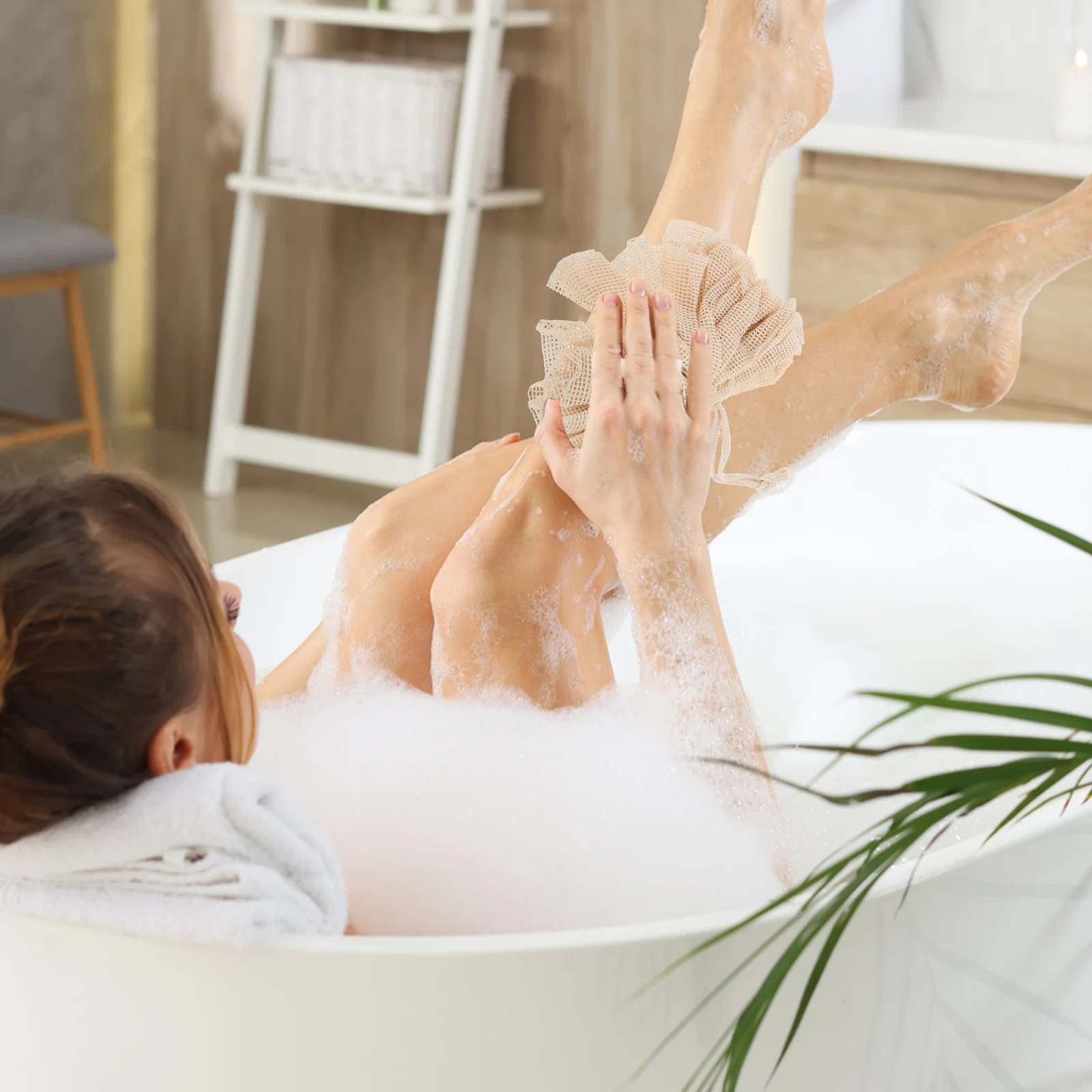 

3pcs Natural Sisal Washcloth For Exfoliating Foaming Bath Mesh Pouf Ball Quick Drying Body Scrubber Light Yellow