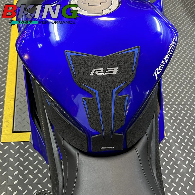 FOR YAMAHA YZF-R3 YZFR3 2019-2025 R3 Parts Motorcycle Side Fuel Tank Pad Protector 3D Sticker Decal Knee Grip Tank Traction Pads