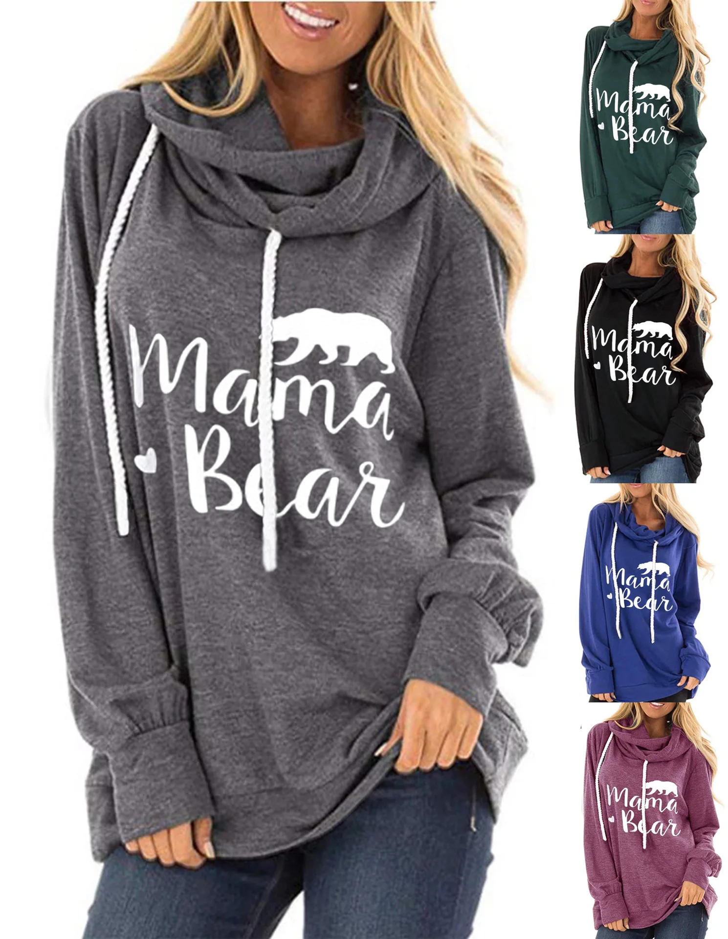 Spring Autumn Women's Hoodies Female Loose Drawstring Hooded Letter Printed Long Sleeved Shirt Women's Casual Sweatshirt