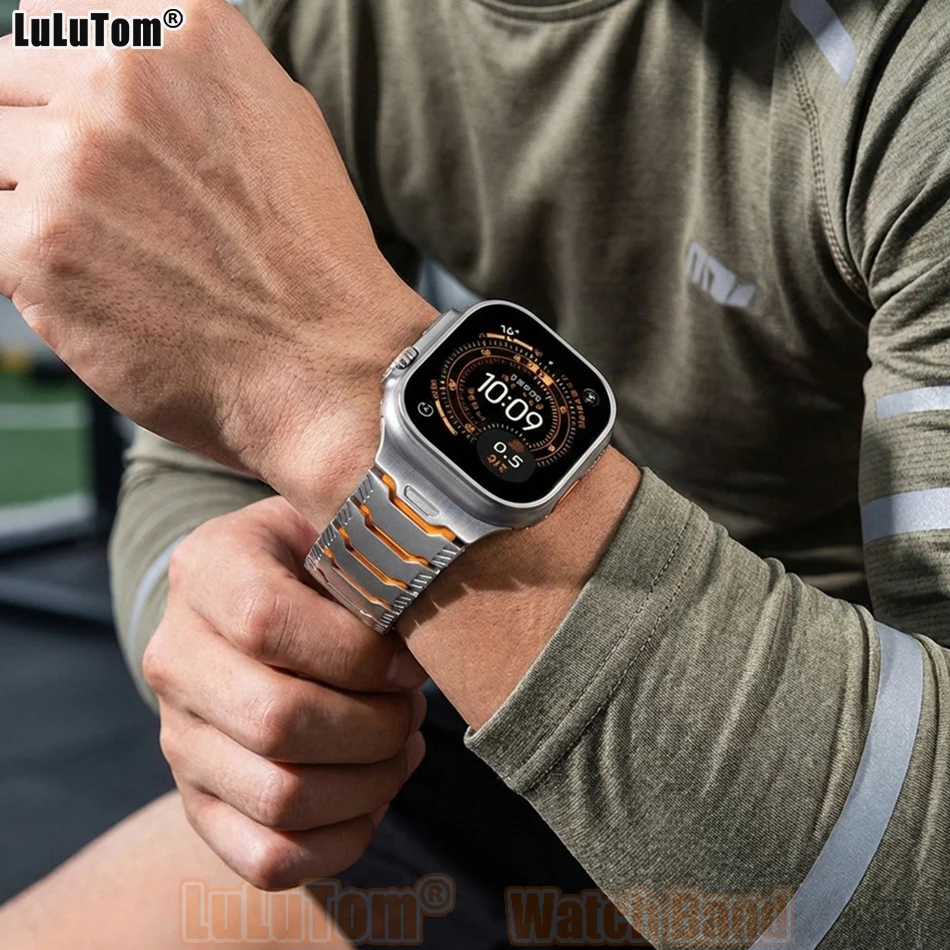 

Titanium Rubber Strap for Apple Watch 49 46 45 44 42 mm Magnetic Buckle Bands Iwatch 11 10 9 8 7 Ultra 3 2 Wear All Day Bracelet