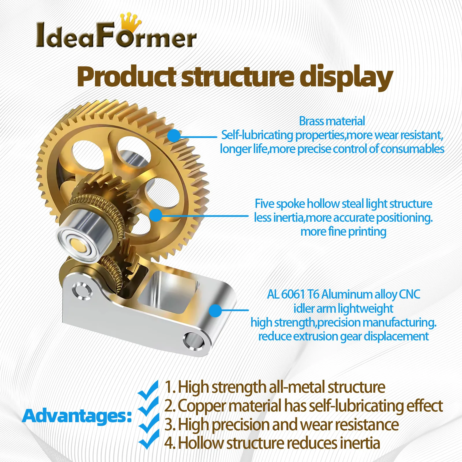 

Модернизированная шестерня экструдера из закаленной стали, износостойкий золотой RNC с нанопокрытием для 3D-принтера Bambu Lab P1S P1P X1 Carbon X1C