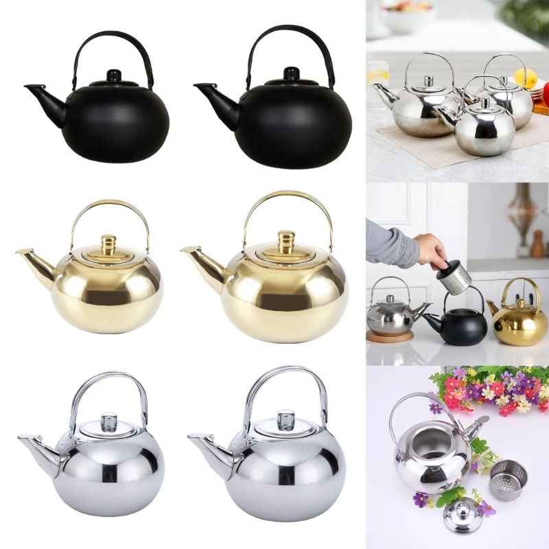 Coffee Teas Pots Water Kettles Stainsless Steel Teapots with Infuser Short Spouts Pour Over Coffee Kettles for Kitchen