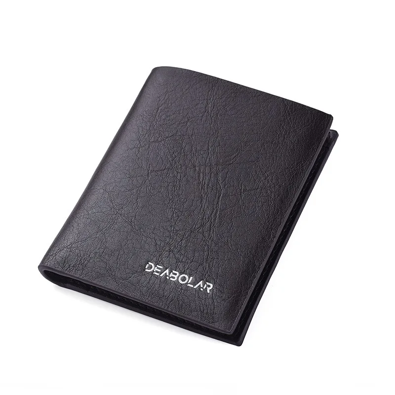 Herren vertikale Premium Leder kurze Brieftasche schwarz Business Multifunktions-ID Kreditkarten halter zweifache Geld klammer