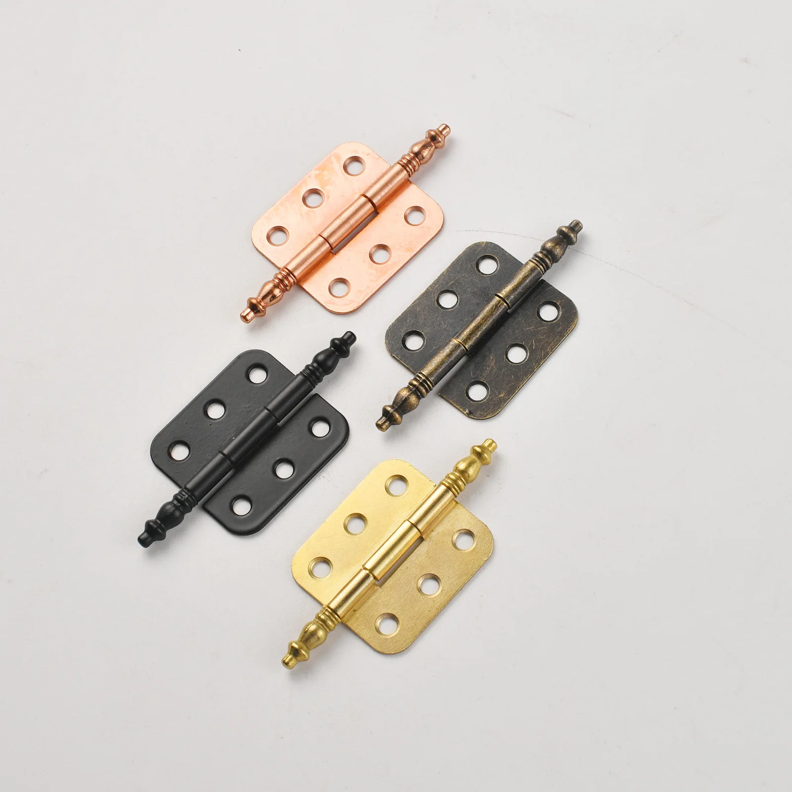 New Chinese zinc alloy crown head iron material small hinge home improvement antique 6-hole gift box iron eye hinge