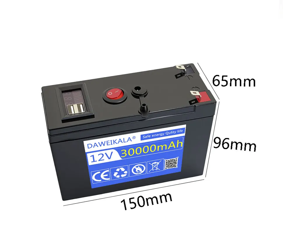 New 12V 30Ah Rechargeable Battery, Grade A+ 18650 Lithium Battery for Electric sprayer/Agricultural/Stall/Solar Energy