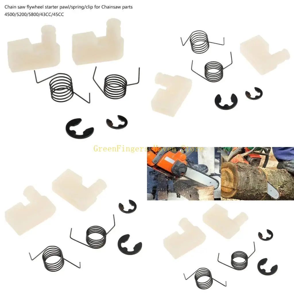 

F68D 6Pcs(2Sets) Tool Part Chain Flywheel Starter Pawl + Spring + Clip For Zenoah Chainsaw Parts 4500/5200/5800/43CC/45CC