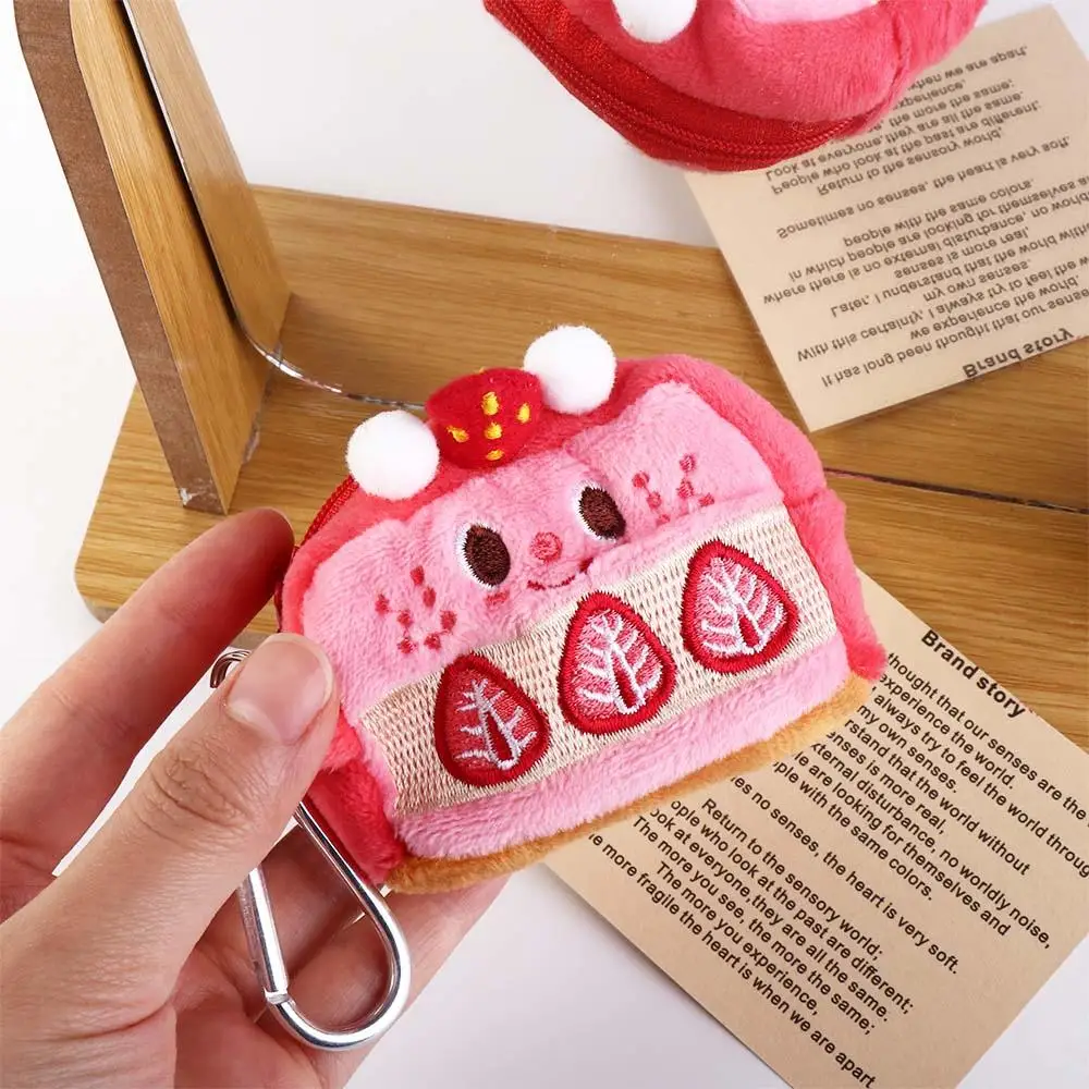 

Key Chains Embroidery Earphone Case Strawberry Cake Zipper Purse Wallets Bus Card Holder Mini Coin Purse Korean Money Bag