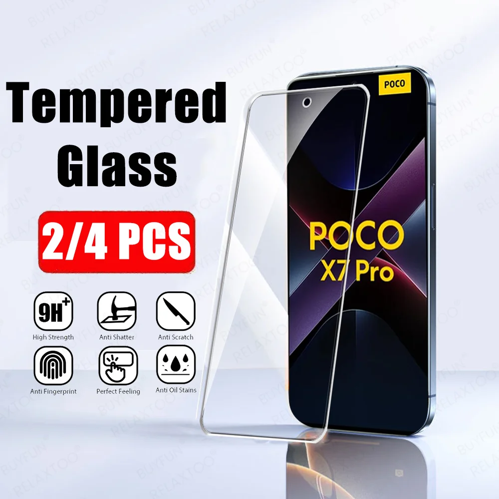 

2/4Pcs HD Screen Glass For Xiaomi Poco X7 Pro Screen Protector Poco X7 Pro Global Crystal PocoX7Pro X7Pro 5G Tempered Film Cover