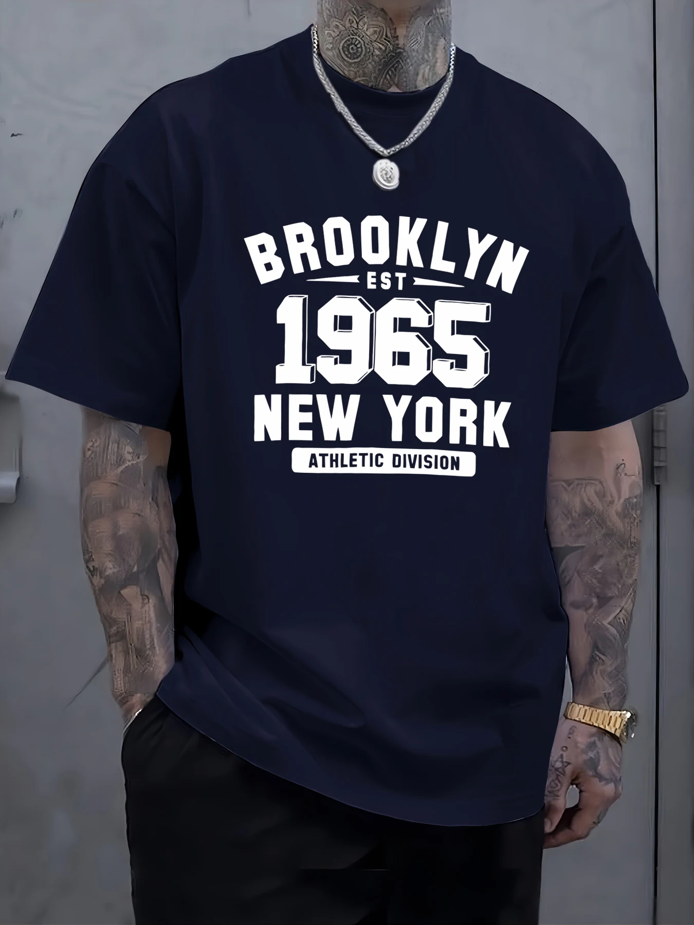 Brooklyn 1965, New York-Druck, Herren-T-Shirt, Baumwolle, übergroßes T-Shirt, Rundhalsausschnitt, bequeme Kleidung, Sommermode, Sportbekleidung