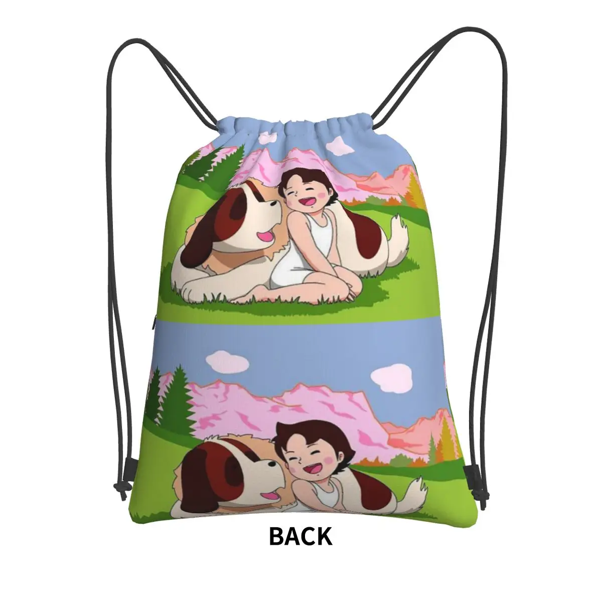 Anime Heidi Girl Of The Alps Peter Grandpa Backpacks Multi-function Drawstring Bags Storage Bag Book Bags for Man Woman School
