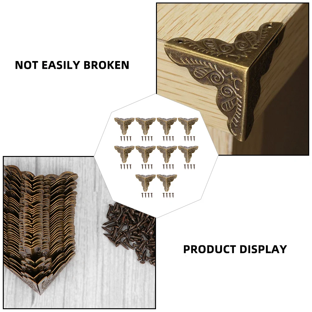 

40Pcs Box Corner Protectors Iron Case Corners Retro Decorative Guard Furniture Jewelry Case Corners Protector
