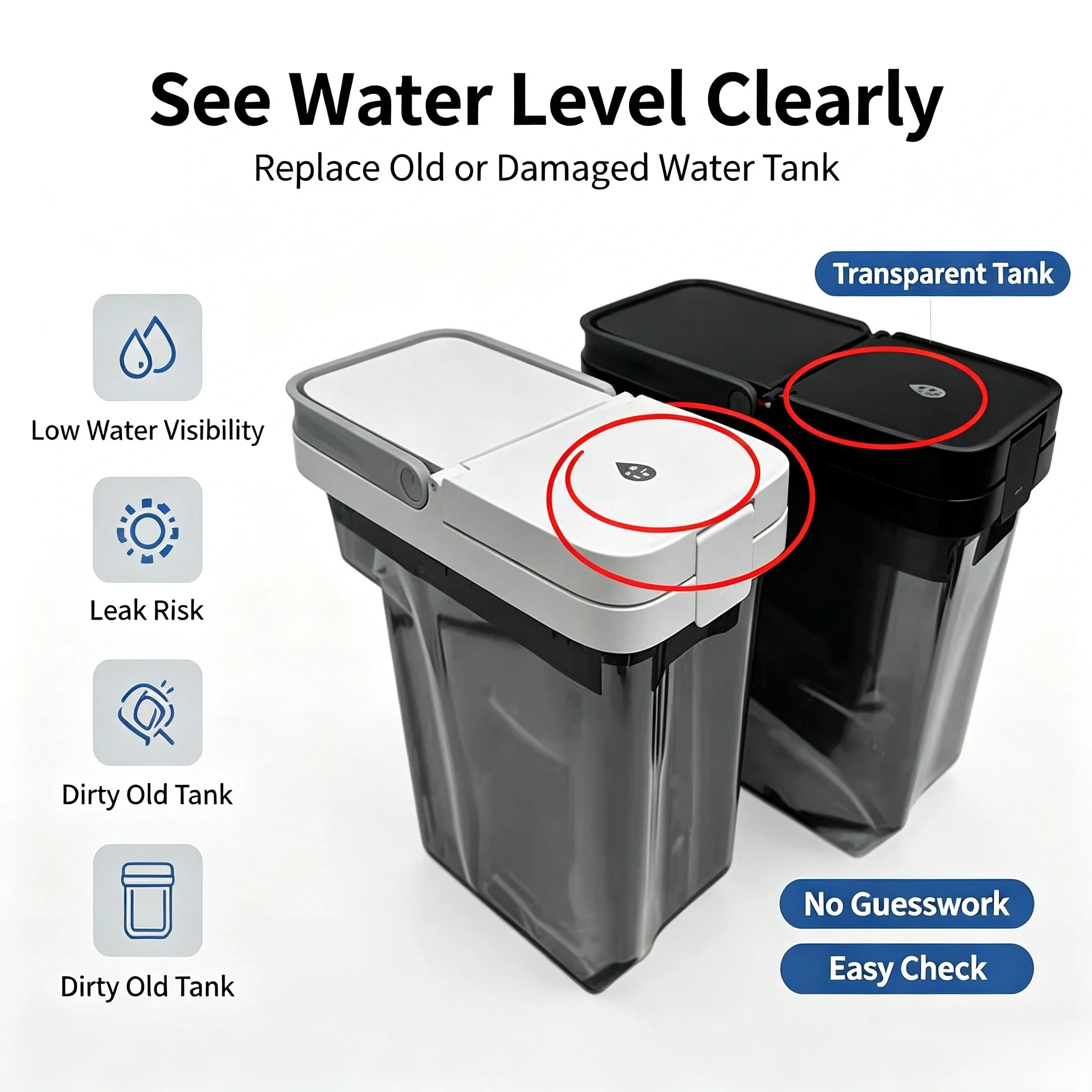 Replacement Water Tank For Robot Vacuum Cleaner Fit G20 S8 Series Transparent Visible Water Level Leak‑Proof Mopping Accessory