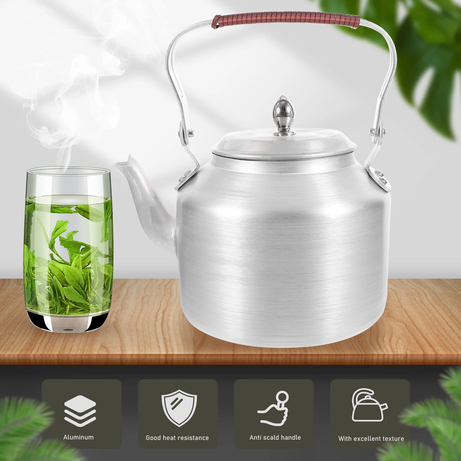 

Aluminum Teapot 18cm Thick Kettle 2L Capacity Portable H Home Office Tearoom Supplies Boiling Water Coffee Pot