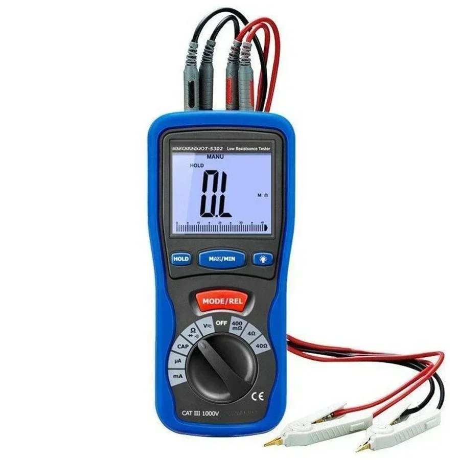 CEM DT-5302 Low Resistance Tester Professional Digital Grounding Resistance Tester Insulation Tester Four-Wire Milliohm Meter.