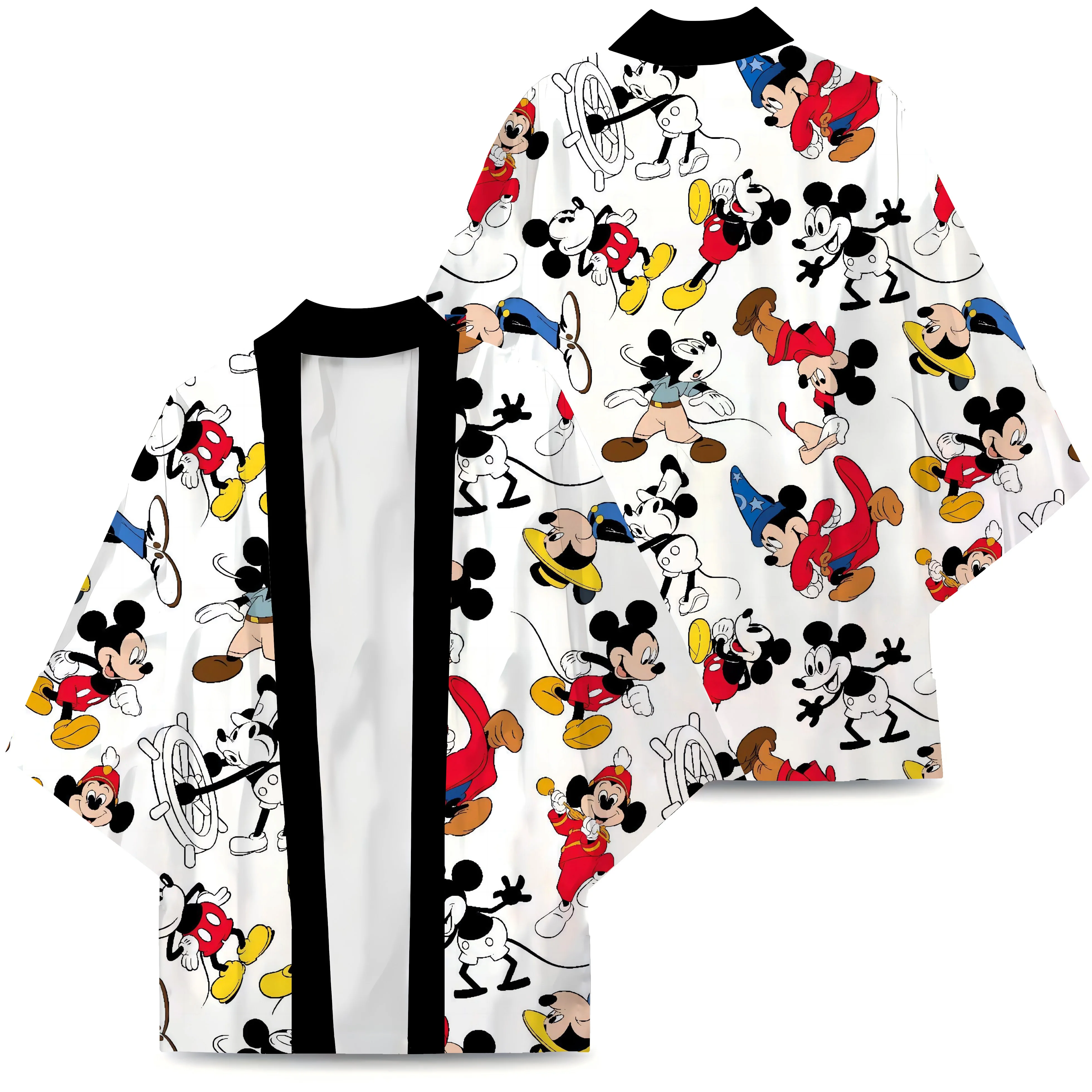 Printed T-shirt Kimono Cosplay Men's Clothes Minnie Mouse Tops Mickey Oversized Cardigan Shirts Disney Kimono Anime Pajamas Tees