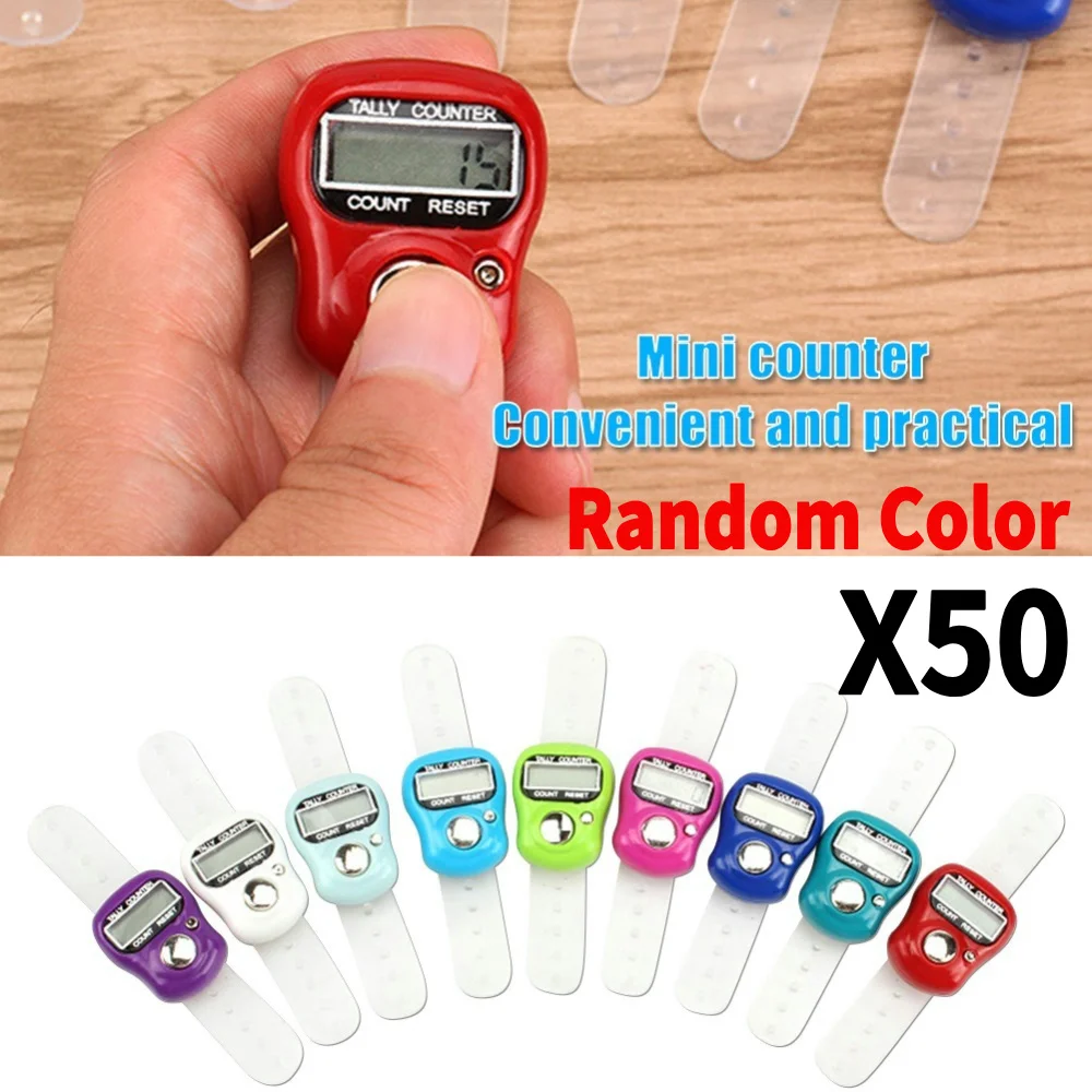 

10-50 шт. мини электронный счетчик пальцев кольцо светодиодный цифровой гольф палец рука кольцо счетчик шагомер случайные цвета