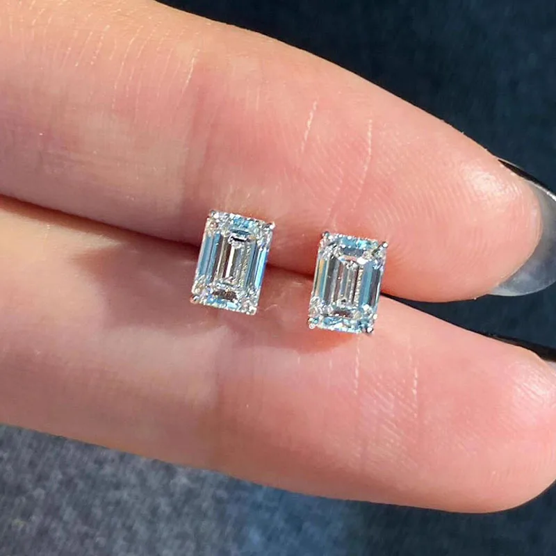 IGI Certified 0.5.1.2Carat Emerald shape Diamond Stud Earrings, VS1 Clarity D Color, P50 White Gold Lab Grown Diamond Earings
