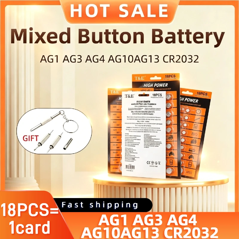 CR2032 Button Cell Battery Long Shelf Life for Calculator Toy Game Remote Control AG1 AG3 AG4 AG10 AG13 Size Durable Battery