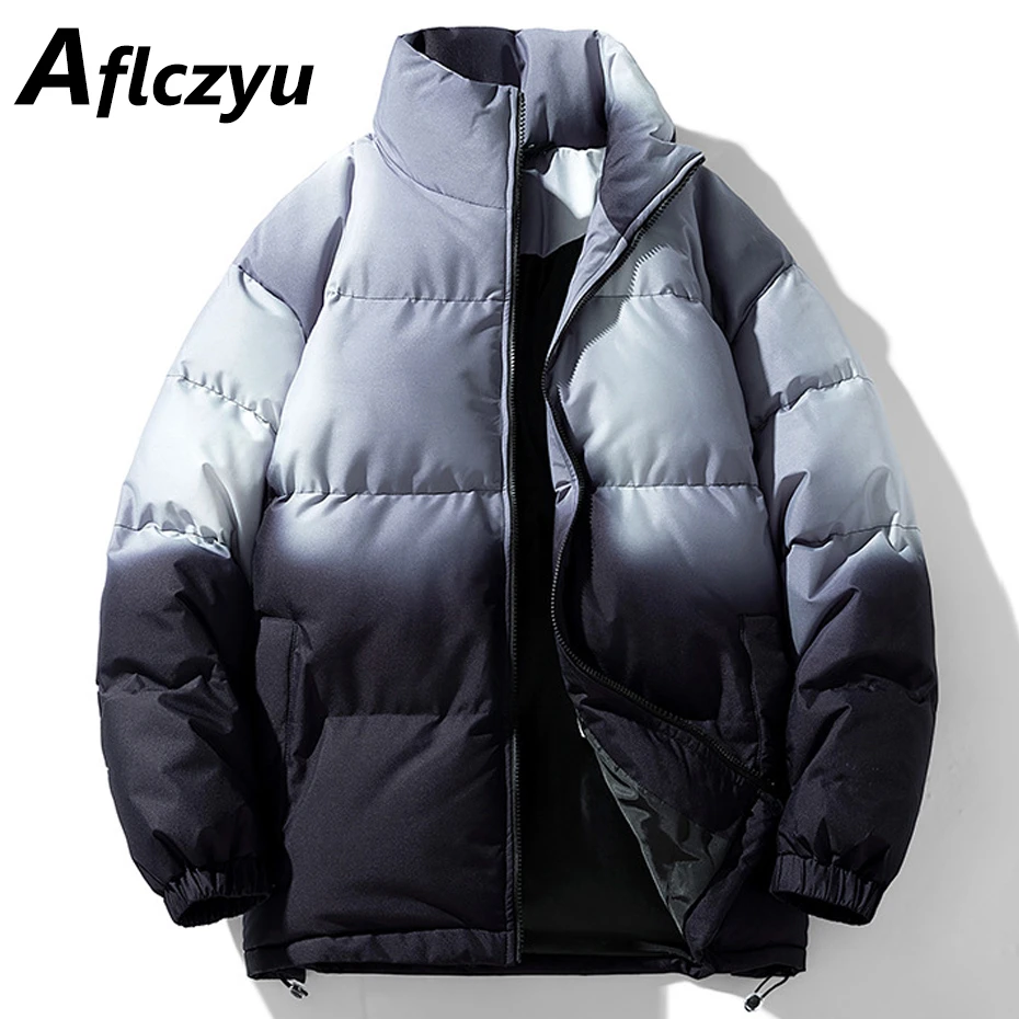 

Зимняя стеганая куртка мужские толстые парки модные повседневные стеганые пальто с градиентом парки с воротником-стойкой мужские