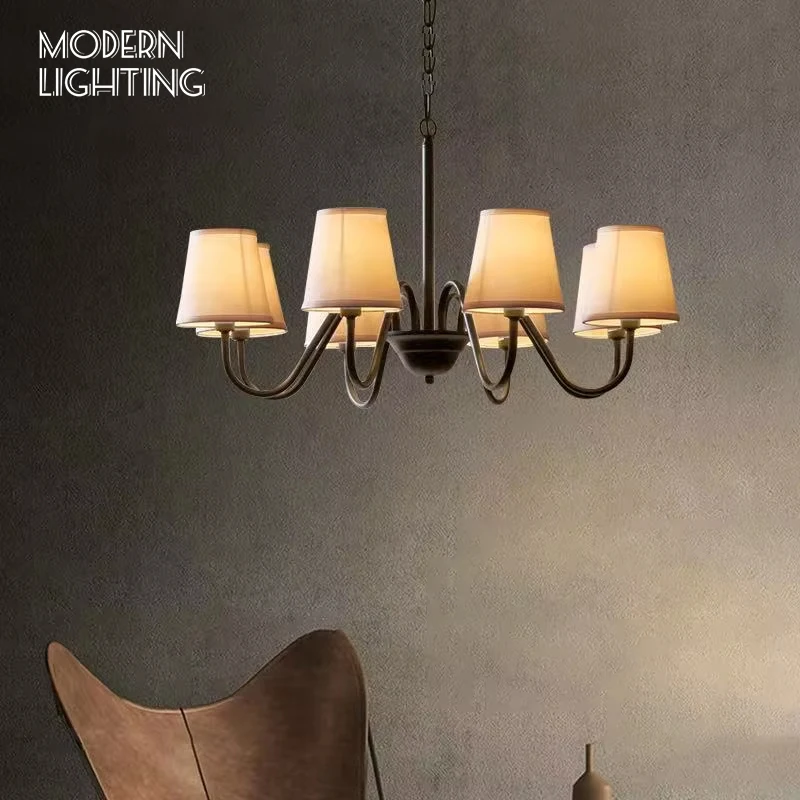 Modern Vintage American Wrought Iron Led Chandelier Polished Gold/Black Kitchen Island Lighting for Restaurant Bar Living Room
