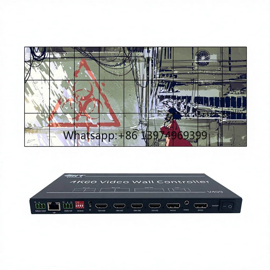 Industrial 4K60 TV Wall Rotating Splicer 4 Input 9 Output HDMI DP 3x3 2x9 3x4 2x6 Splicing IR RS232 for CCTV Monitor