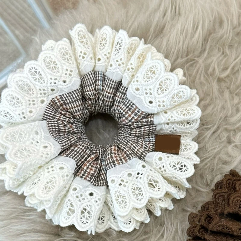 Ikat Rambut Kotak-kotak Musim Gugur Ikat Rambut Besar Dua Lapis Nyaman