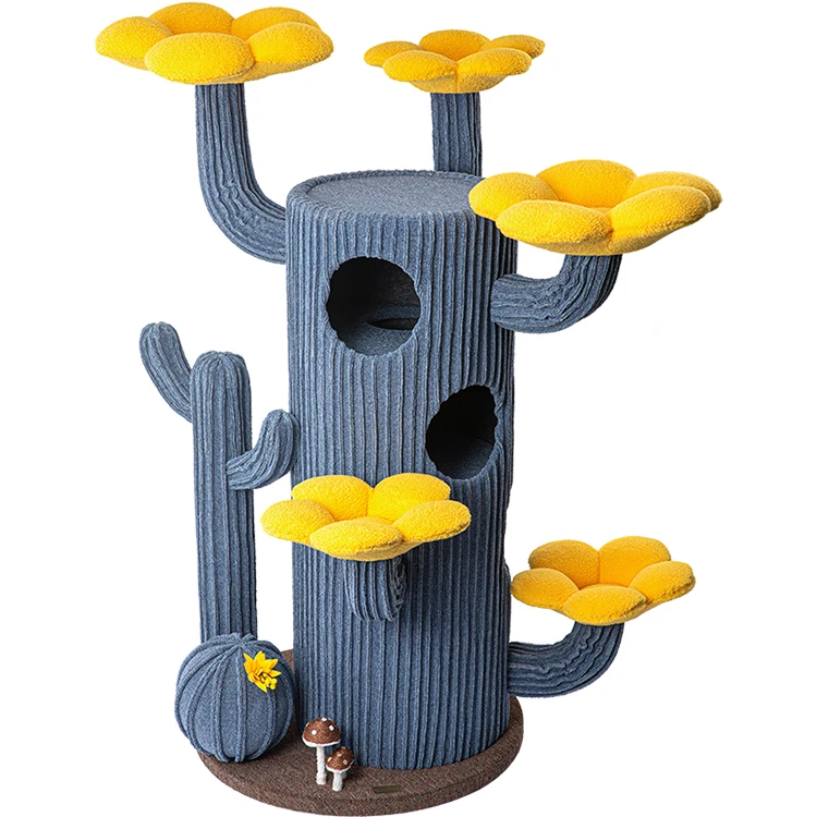 Manufacturer Wholesale Plush Cat Tree Cute Cat Condo Hideaway Hut Modern Furniture For Cat