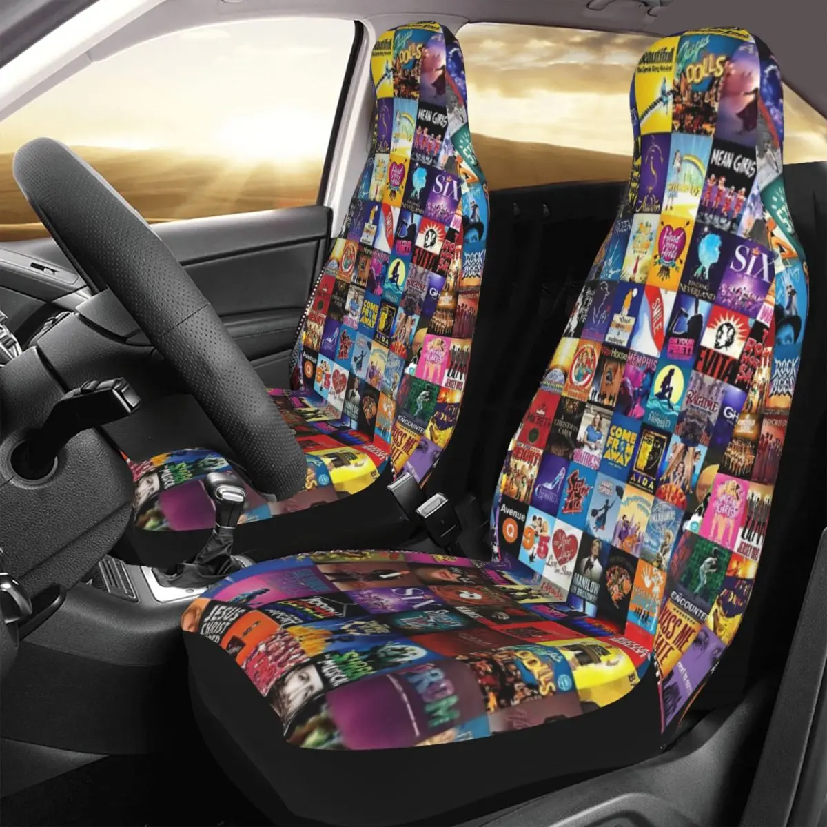 

Broadway Theater Car Seat Cover Custom Printing Universal Front Protector Accessories Cushion Set