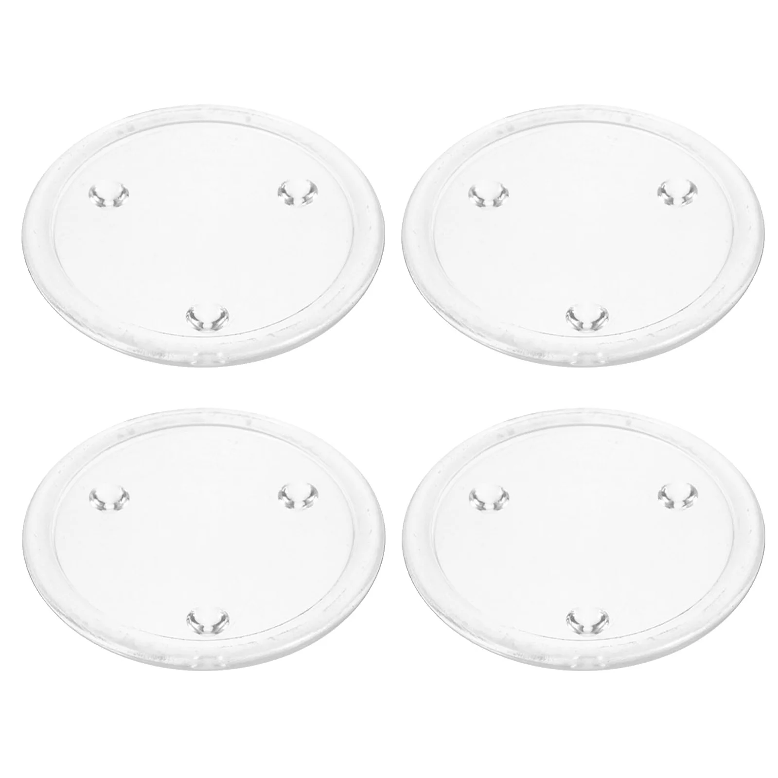 

4Pcs Round Glass Plate Holder Clear Wax Catcher Tray Pillar Stand Decorative Base for Wedding Small Glass Tray