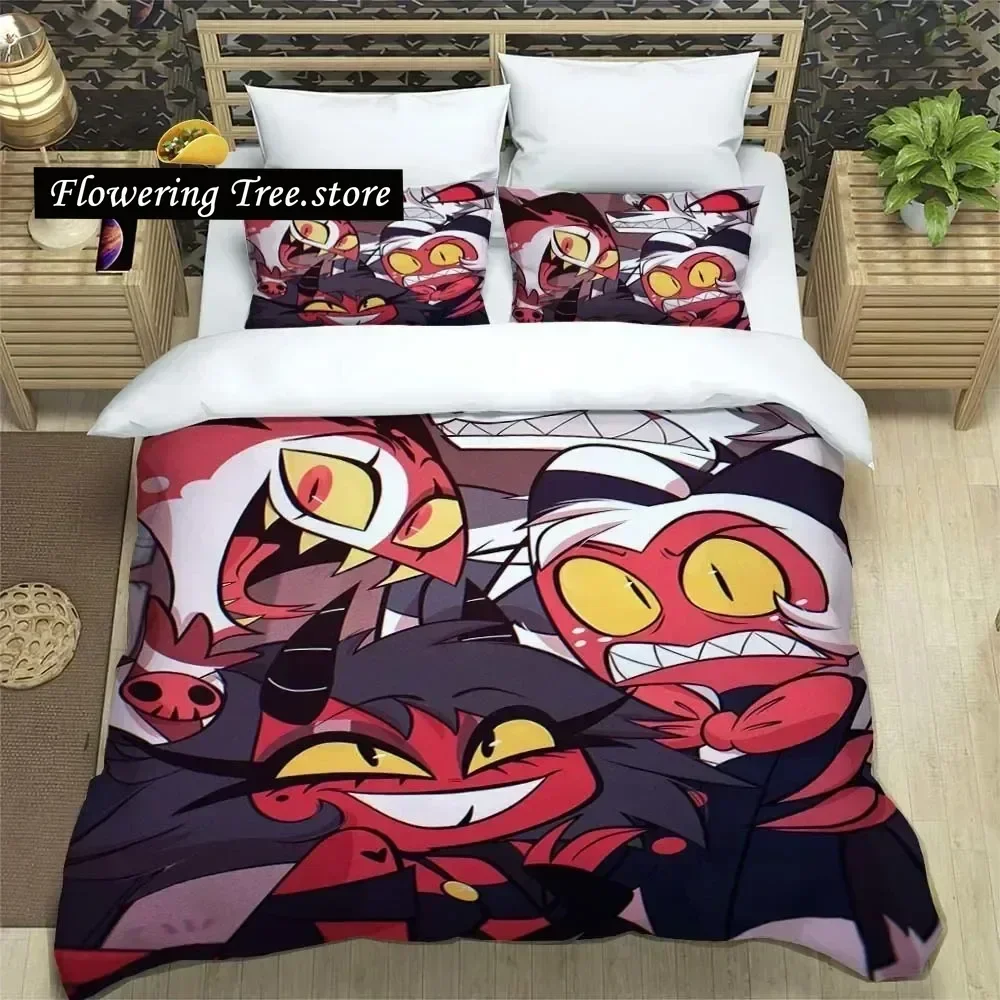 Comedy Helluva Boss Logo Sheets Quilt Covers Bedding Dormitory Sheets Bedding Set Three-piece Soft Warm Bedding Set029