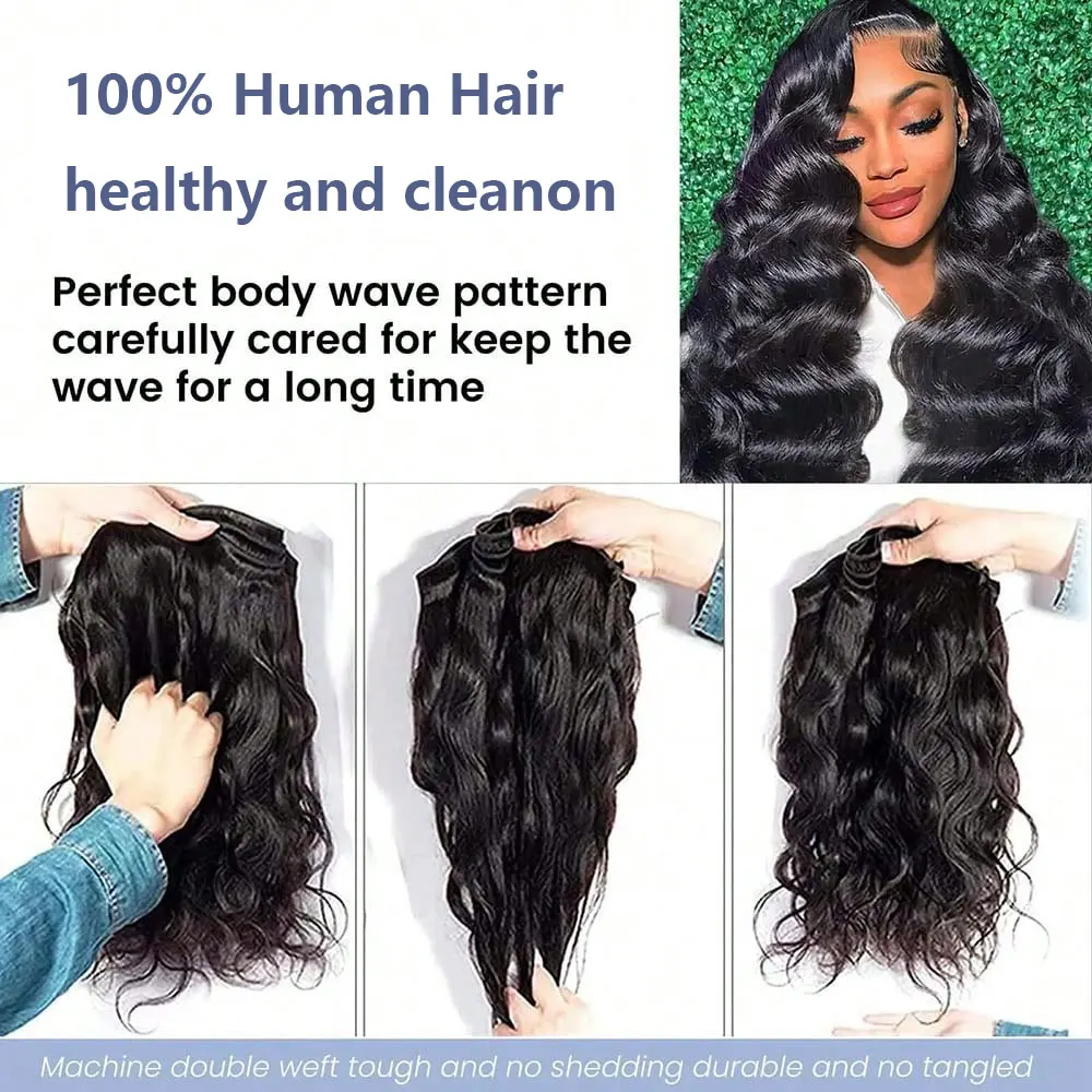 Body Wave 100% Human Hair 1 3 4 Bundles Extensions Brazilian Natural Black Water Wave Raw Hair Virgin Hair Weaving 12 32 Inch