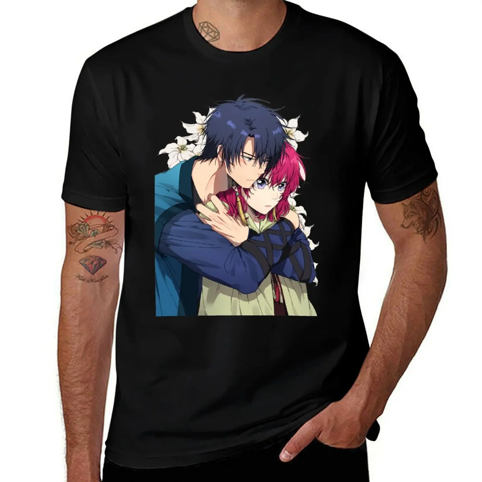 

Yona of the dawn hak and yona hug T-Shirt Basic Casual Short Sleeve Cotton Shirt