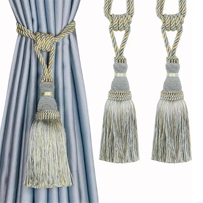 Pair Of Large Fringe Tasseled Curtain Holdbacks In Classical Polyester Design X3UC