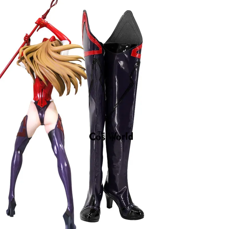qq681EVA Asuka Langley Soryu Anime personalizar Cosplay zapatos de tacón alto botas