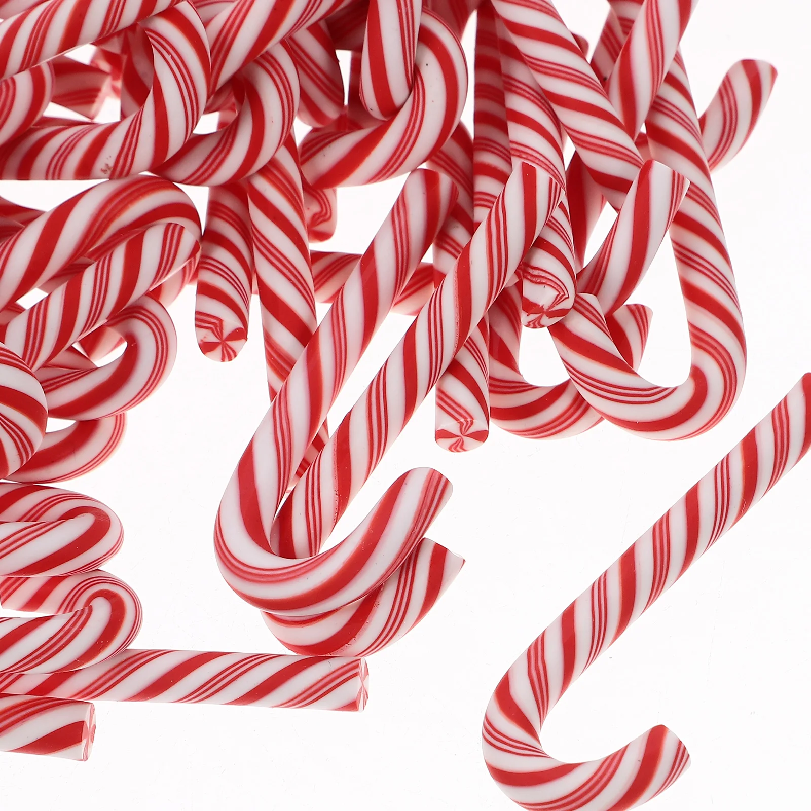 

100 Pcs Simulated Soft Clay Candy Cane Craft Decoration Prop Lovely Charms Mini Peppermint Lollipop Decorations Decorative