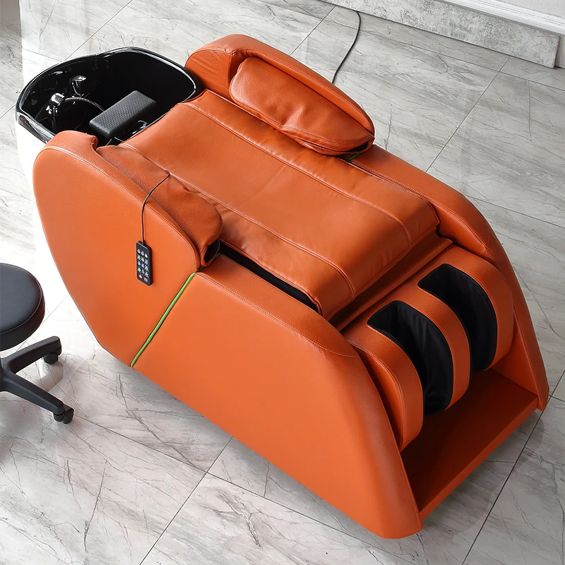 

Modern Luxury Salon Wash Unit Station Electric Massage Shampoo Station Chair Hair Bowl With Chair