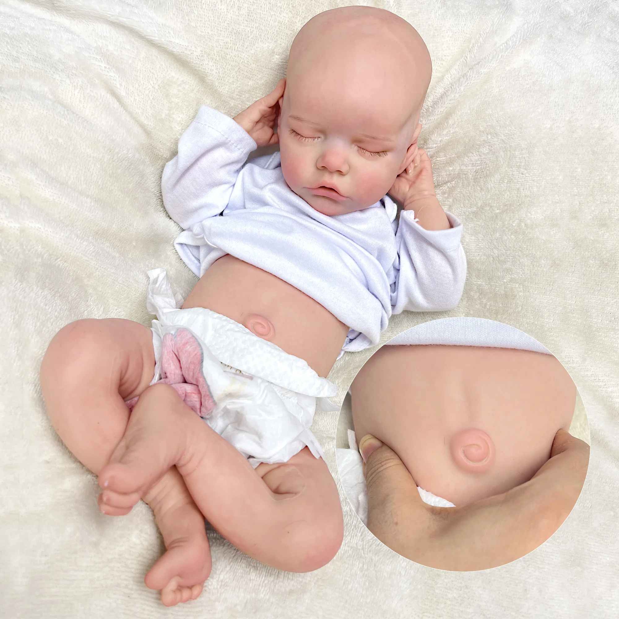 43CM Full Body Soft Solid Silicone Twins Bebe Reborn Girl 3D Painted Lifelike Real Dolls Boneca Reborn Corpo De Silicone Doll