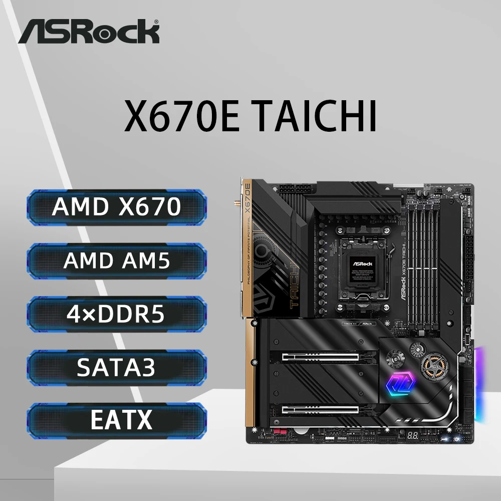 

Материнская плата ASRock X670E Taichi AMD X670 с поддержкой 9950X 9500F 8700F 8400F 7800X3D 7500F Процессор DDR5 7800 МГц M.2 EATX AM5 Материнская плата
