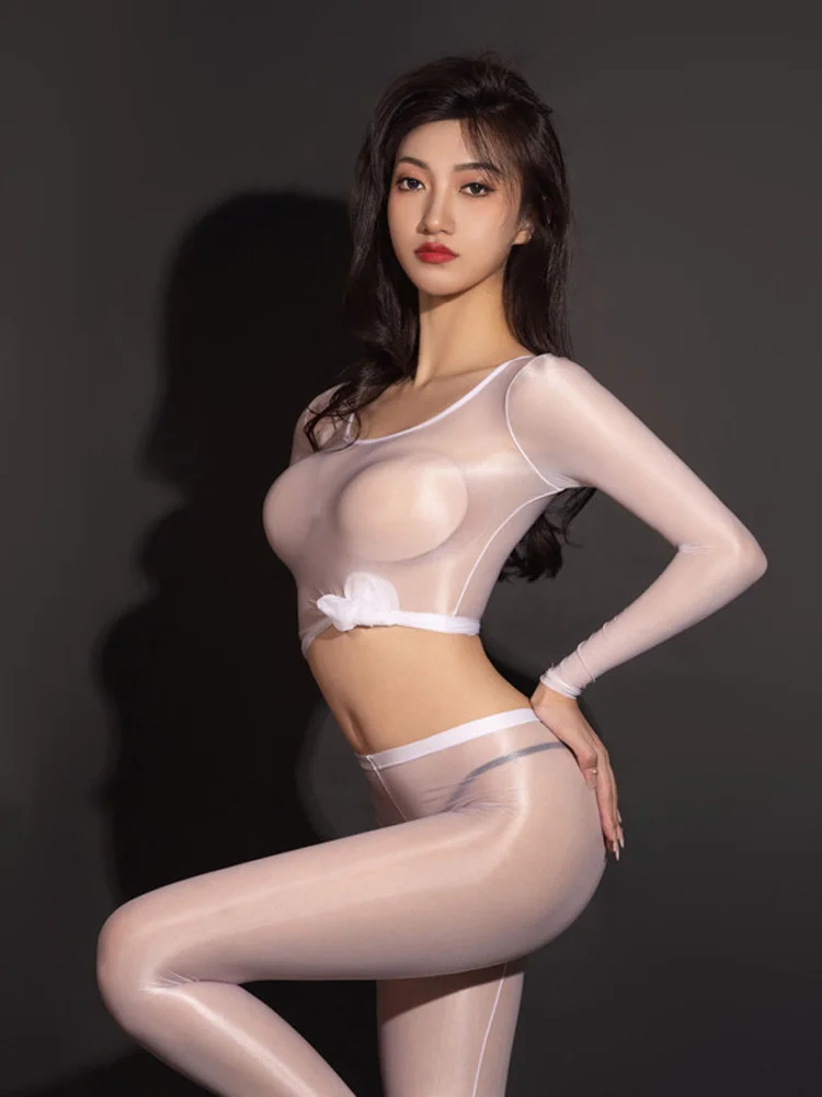 Sexy Women Sheer See Through Elastic Thin T-shirt  Long Sleeve O-Neck Summer Tops Ladies Sexy Tights Ladies Fashion Club Costume