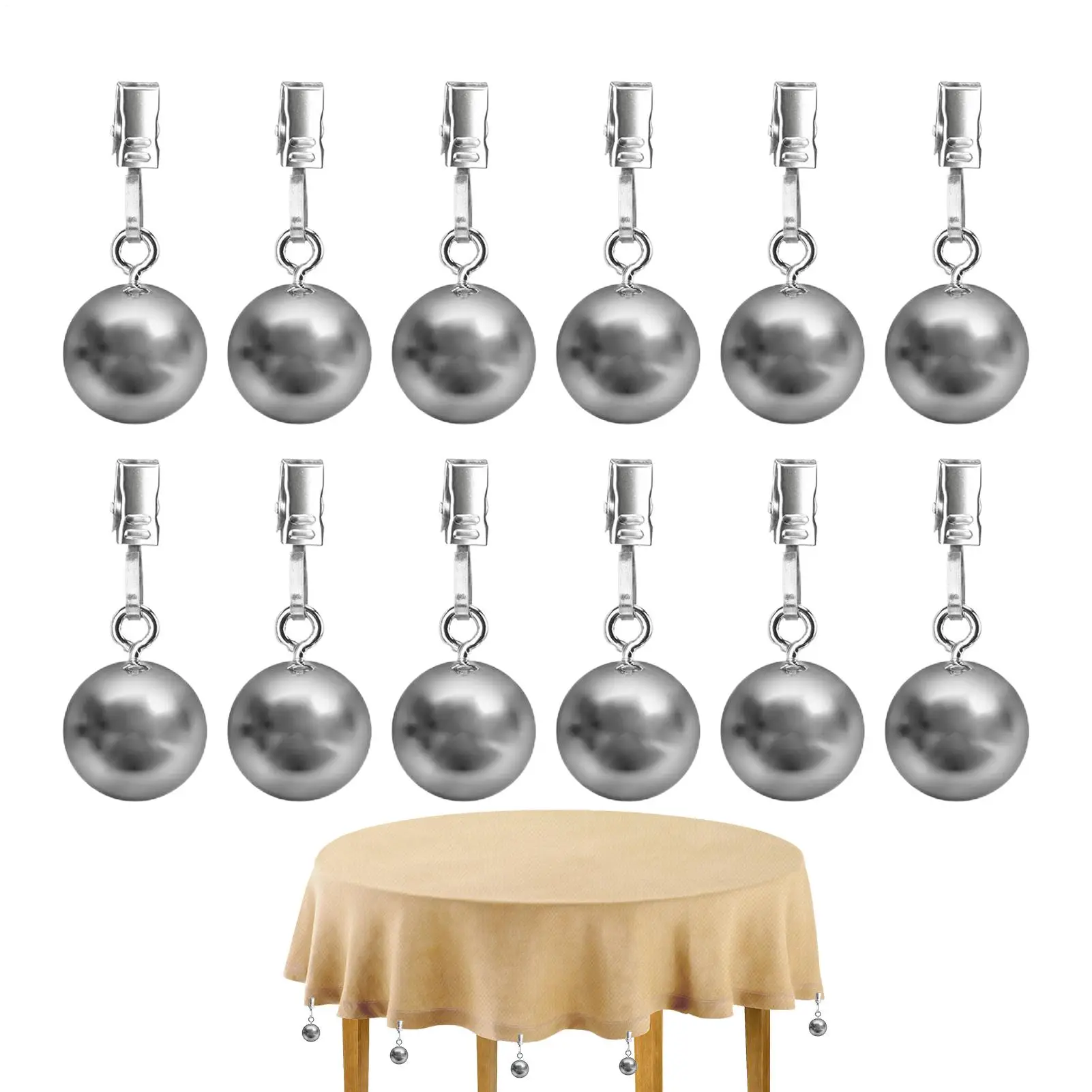 Pesos de pano de mesa ao ar livre 12 peças suporte de aço inoxidável cortina com braçadeira para piquenique ao ar livre festa jantar cozinha