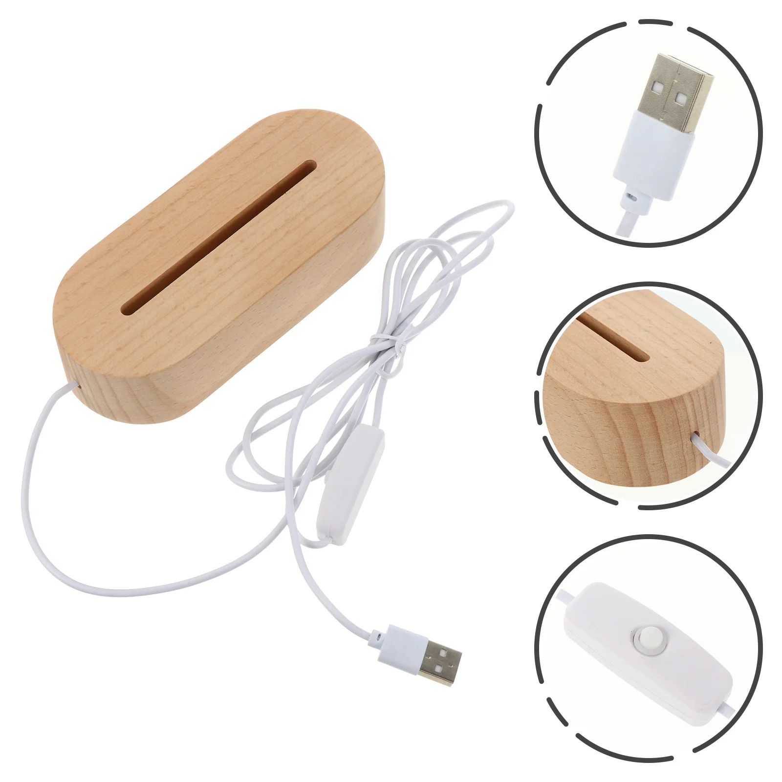 

Led Light Base For Crystal Ball Holder Wooden Night Light Stand Square Decorative Lighting Base Bedroom Office