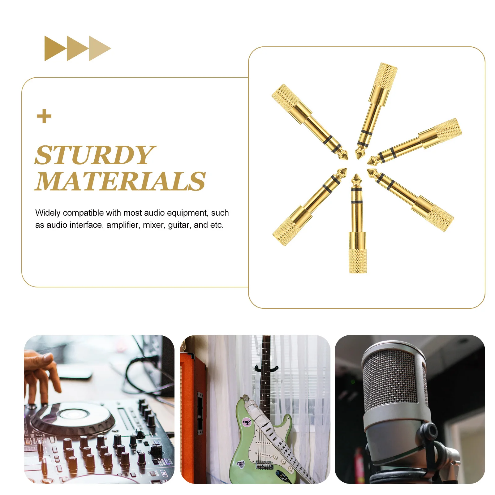 

6Pcs Headphone Jack Adapter Audio Converter 6.35mm Male to 3.5mm Female Stereo Auxiliary Adapter for Microphone Guitar Amplifier