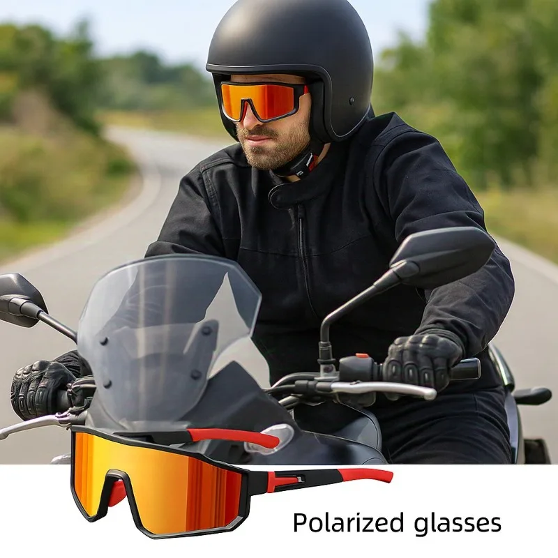 

Поляризованные солнцезащитные очки для мужчин, большие ветрозащитные спортивные очки с красочным покрытием, вождение на велосипеде на открытом воздухе