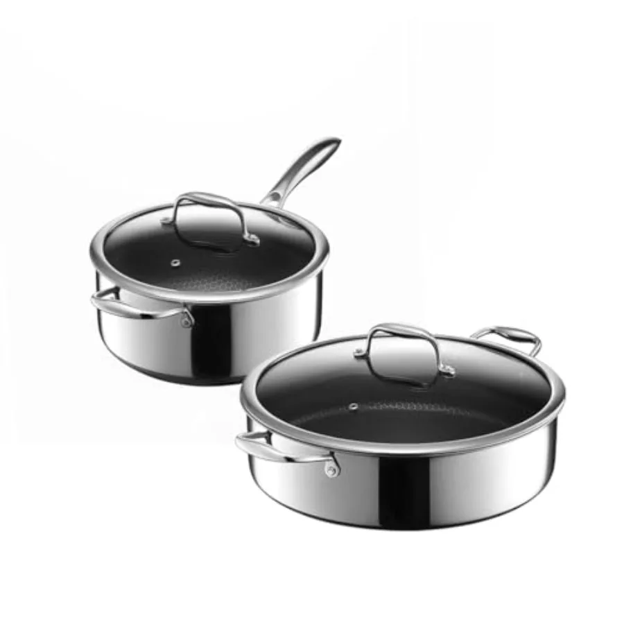 

Hybrid Nonstick 4Piece Cookware Set 5Qt Saucepan with Lid and 7Qt Chicken Fryer with Lid StayCool Handles Dishwasher and OvenSa