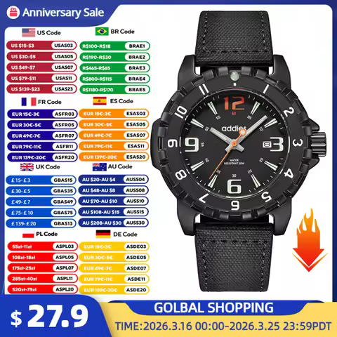 ADDIESDIVE Men Quartz Watch Mineral Glass 50m Waterproof Luminous Wristwatch Stainless Steel Fashion Men's Watches MY-057