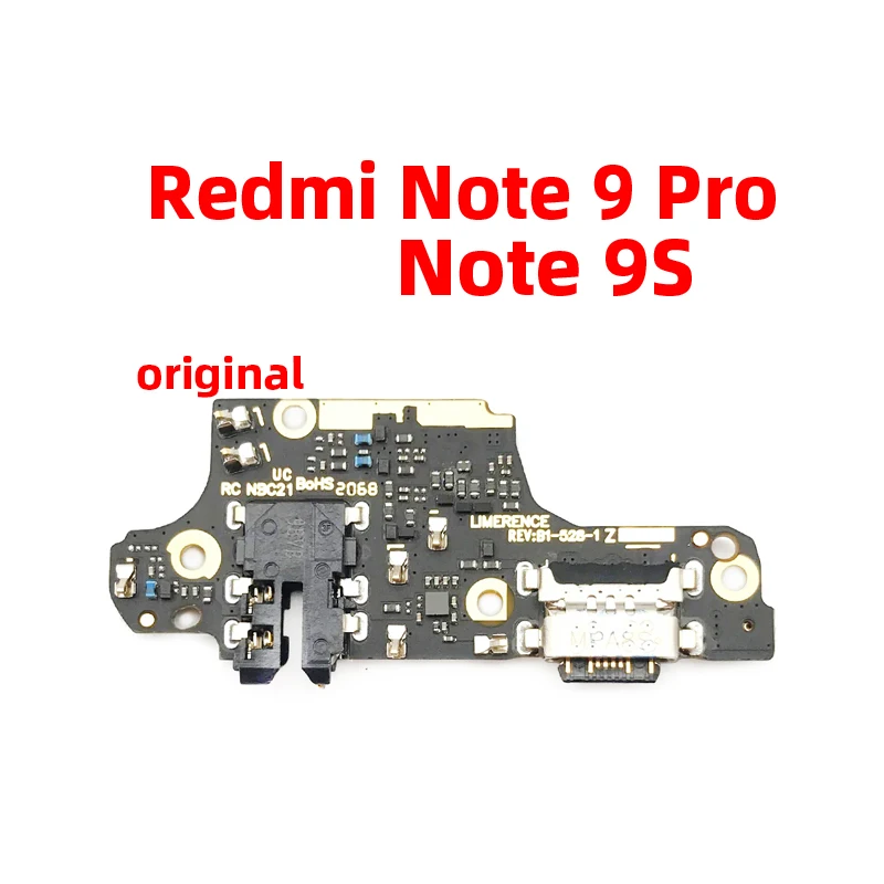 Usb conector do porto de carregamento para xiaomi redmi note 9 pro e 9s, peça de reposição, flex cable board, original