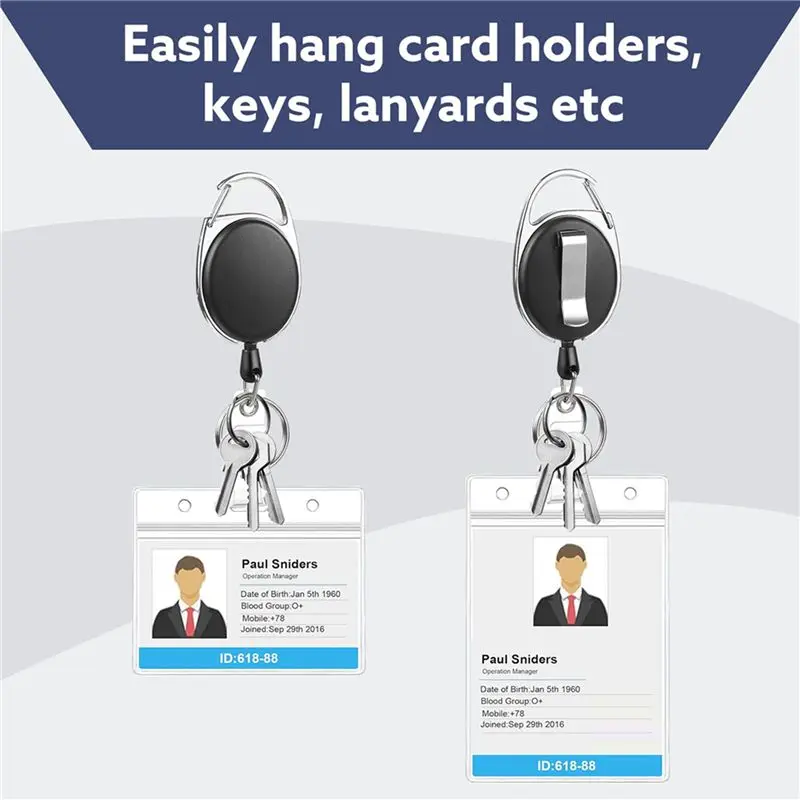 Exquisite-100 Pack Badge Reels Retractable ID Badge Holder With Carabiner Heavy Duty Badge Reel Clip And Key Chain For Work Offi