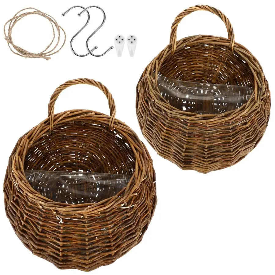 

2Pcs Woven Wall Hanging Flower Baskets, Rattan Hanging Planters for Indoor Plants, Rustic Wall Decor Storage Containers, 12.20 X
