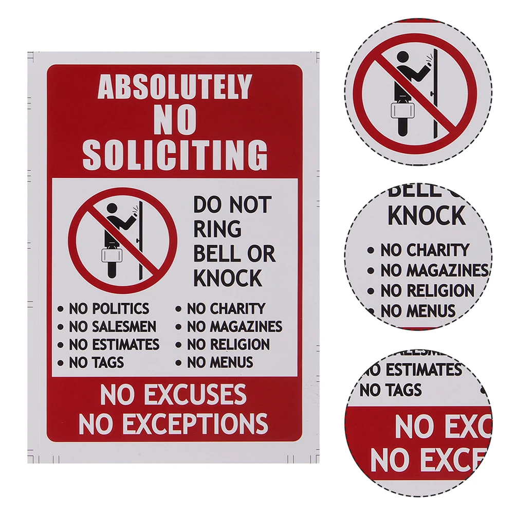 

4pcs No Entry Sticker PVC Clear Signage Strong Adhesion Versatile Use No Soliciting Sign Do Not Knock Doorbell Safety